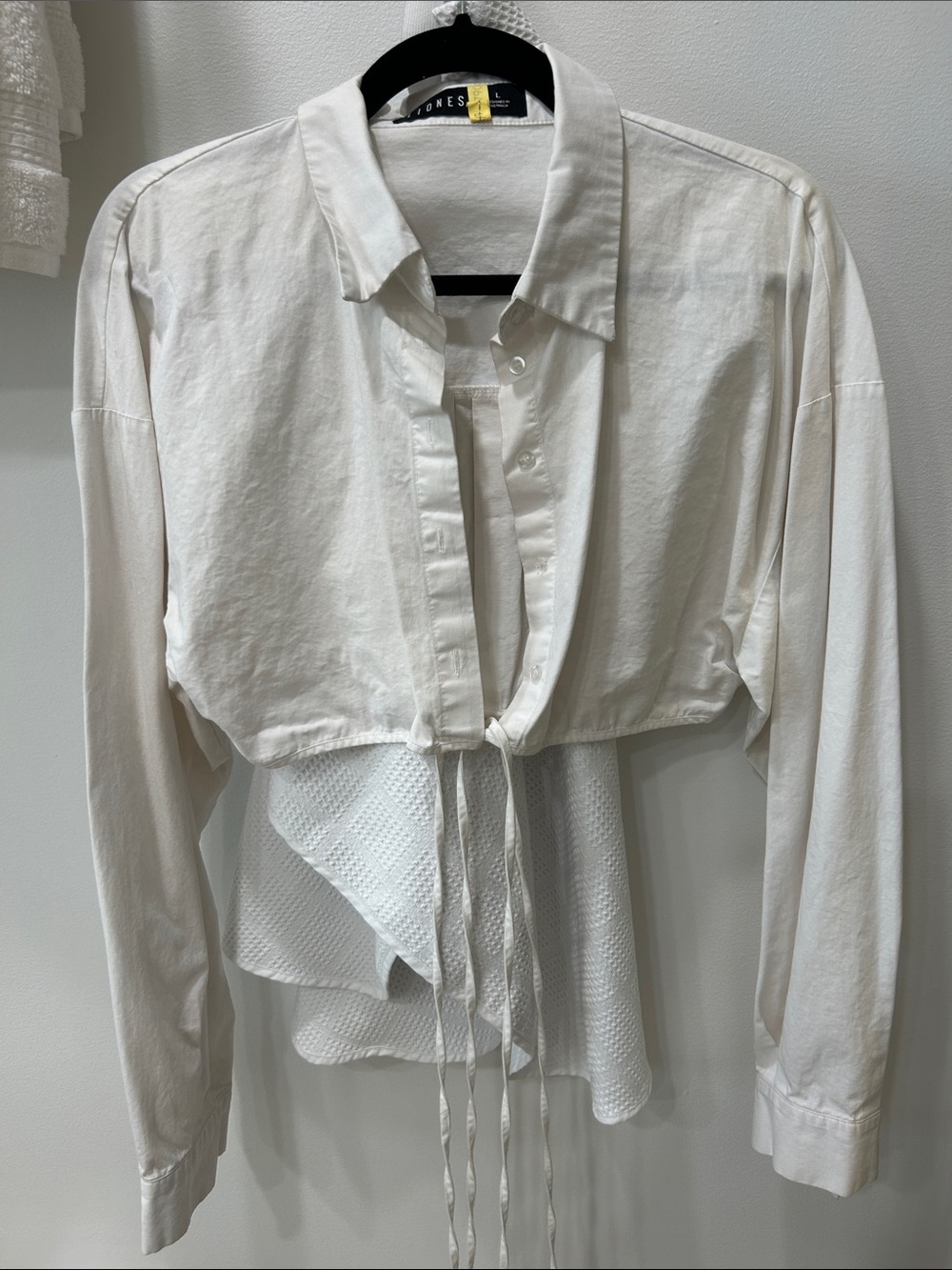 Lioness White Layered Tie-Front Button Down Top